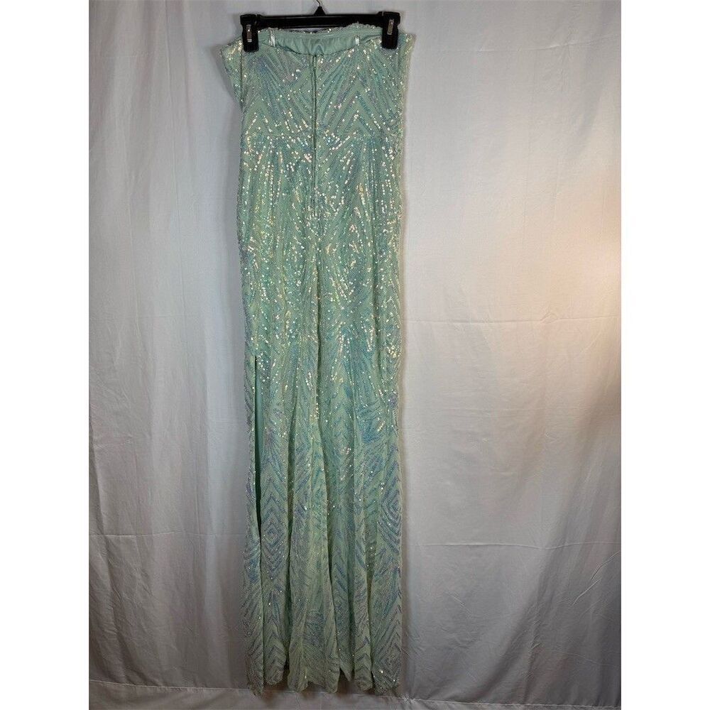 Speechless Womens Strapless Gown Size 11 Mint Green Sequin Maxi Prom Formal - Picture 8 of 11